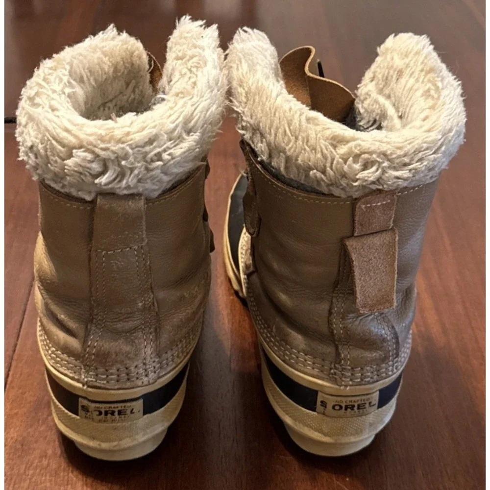 Vintage Sorel Winter Pac Boots Women's 8 Made in Canada Natural Rubber Leather‎